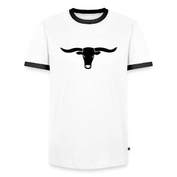 bulle bullig polizei ochse horn hörner rodeo evil - Männer Kontrast-T-Shirt - Weiß/Schwarz - Vorne - AI Model Female 172 light (172cm) & AI Model Male 178 dark (178cm)
