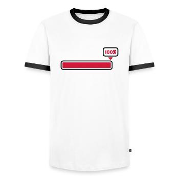100 % - Men's Ringer Shirt - white/black - Front - AI Model Female 172 light (172cm) & AI Model Male 178 dark (178cm)