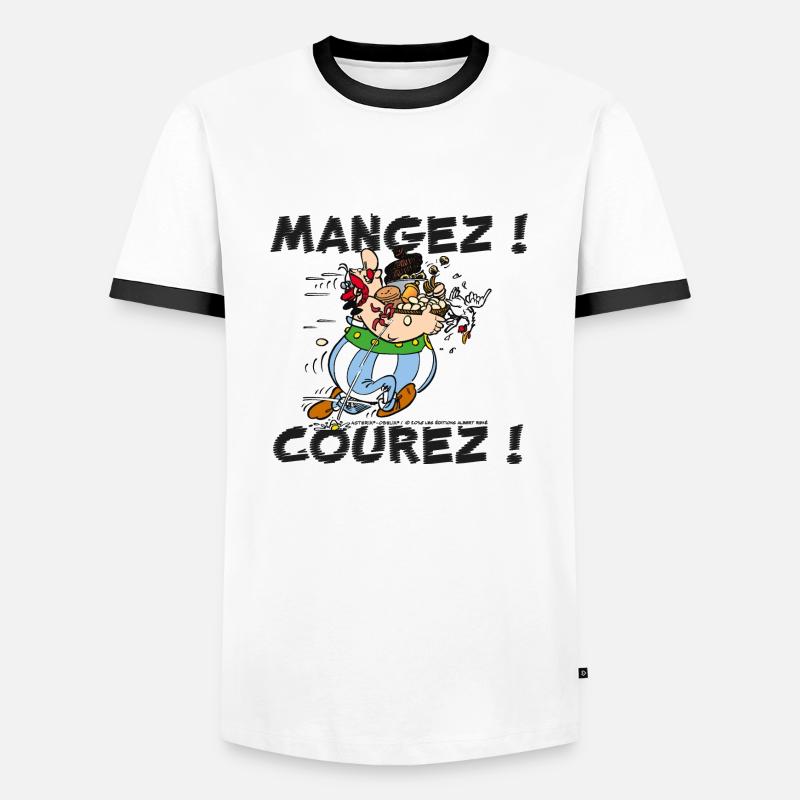 Obelix - Eat! Run! - Men's Ringer Shirt - white/black