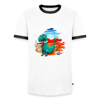 Autodidacteolosaurus - T-shirt contrasté Homme - blanc/noir - Devant - AI Model Female 172 light (172cm) & AI Model Male 178 dark (178cm)