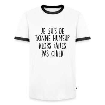 Je Suis De Bonne Humeur Alors Faites Pas Chier - T-shirt contrasté Homme - blanc/noir - Devant - AI Model Female 172 light (172cm) & AI Model Male 178 dark (178cm)