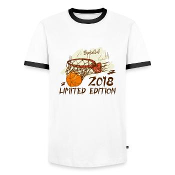 2018 Limited Edition Anniversary Basketball 2018 - Men's Ringer Shirt - white/black - Front - AI Model Female 172 light (172cm) & AI Model Male 178 dark (178cm)