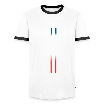 FRANCE - Men's Ringer Shirt - white/black - Front - AI Model Female 172 light (172cm) & AI Model Male 178 dark (178cm)