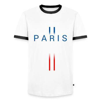 Paris - T-shirt contrasté Homme - blanc/noir - Devant - AI Model Female 172 light (172cm) & AI Model Male 178 dark (178cm)