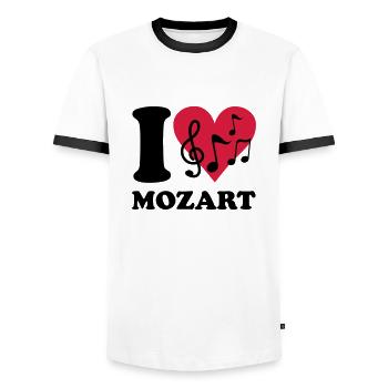 I love Mozart - Männer Kontrast-T-Shirt - Weiß/Schwarz - Vorne - AI Model Female 172 light (172cm) & AI Model Male 178 dark (178cm)