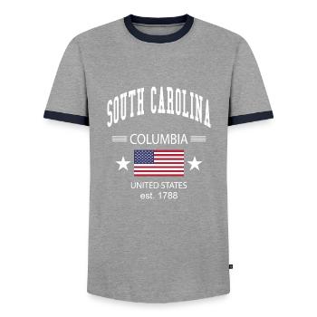 Caroline du Sud - T-shirt contrasté Homme - gris/marine  - Devant - AI Model Female 172 light (172cm) & AI Model Male 178 light (178cm)