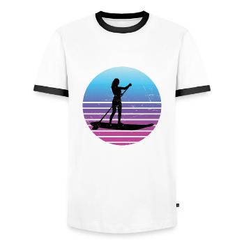 Standup Paddle Femme Sup Standup Paddle - T-shirt contrasté Homme - blanc/noir - Devant - AI Model Female 172 light (172cm) & AI Model Male 178 dark (178cm)