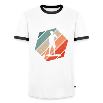 Standup Paddle Hommes Standup Paddle Femme - T-shirt contrasté Homme - blanc/noir - Devant - AI Model Female 172 light (172cm) & AI Model Male 178 dark (178cm)