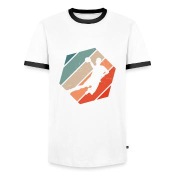 Joueurs de handball masculins Joueuses de handball Joueuses de handball - T-shirt contrasté Homme - blanc/noir - Devant - AI Model Female 172 light (172cm) & AI Model Male 178 dark (178cm)