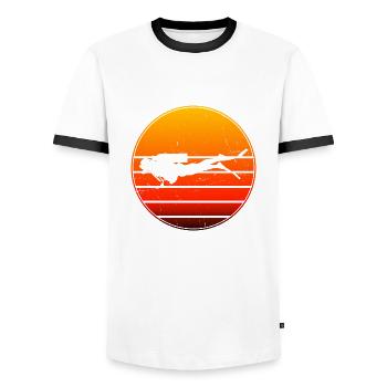 Plongeur Plongée Femmes Plongeurs Plongée Libre Plongée Sous-Marine - T-shirt contrasté Homme - blanc/noir - Devant - AI Model Female 172 light (172cm) & AI Model Male 178 dark (178cm)