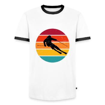 Skifahren Skifahrer Freestyle Skifahrer - Männer Kontrast-T-Shirt - Weiß/Schwarz - Vorne - AI Model Female 172 light (172cm) & AI Model Male 178 dark (178cm)