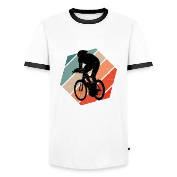 Rennradfahren Roadbike Herren Rennradfahrer - Männer Kontrast-T-Shirt - Weiß/Schwarz - Vorne - AI Model Female 172 light (172cm) & AI Model Male 178 dark (178cm)
