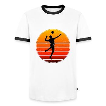 Faustballspieler Herren Faustball Damen Fistball - Männer Kontrast-T-Shirt - Weiß/Schwarz - Vorne - AI Model Female 172 light (172cm) & AI Model Male 178 dark (178cm)