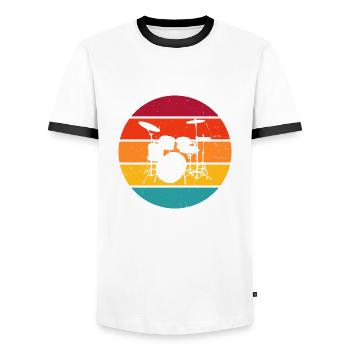 Schlagzeugspieler Schlagzeugspielen Drum Kit - Männer Kontrast-T-Shirt - Weiß/Schwarz - Vorne - AI Model Female 172 light (172cm) & AI Model Male 178 dark (178cm)
