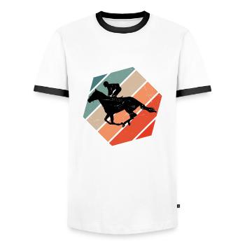 Dressage Men Equestrian Sport Hunting Riding Women - Men's Ringer Shirt - white/black - Front - AI Model Female 172 light (172cm) & AI Model Male 178 dark (178cm)