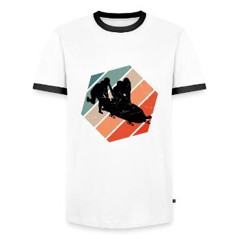 Bobsport Bob Damen Zweierbob Herren Bob fahren - Männer Kontrast-T-Shirt - Weiß/Schwarz - Vorne - AI Model Female 172 light (172cm) & AI Model Male 178 dark (178cm)