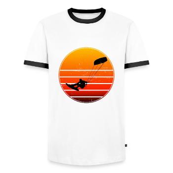 Kitesurf Kite Men Kitesurfer Women Kiting - Men's Ringer Shirt - white/black - Front - AI Model Female 172 light (172cm) & AI Model Male 178 dark (178cm)