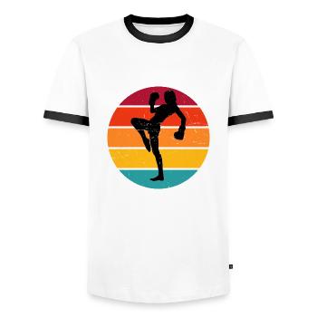 Kickboxing Hommes Kickboxing Boxe Kickboxing Kickboxing - T-shirt contrasté Homme - blanc/noir - Devant - AI Model Female 172 light (172cm) & AI Model Male 178 dark (178cm)