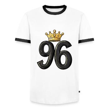 96 Nombre Couronne - T-shirt contrasté Homme - blanc/noir - Devant - AI Model Female 172 light (172cm) & AI Model Male 178 dark (178cm)
