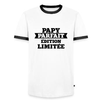 papy parfait édition limitée - T-shirt contrasté Homme - blanc/noir - Devant - AI Model Female 172 light (172cm) & AI Model Male 178 dark (178cm)