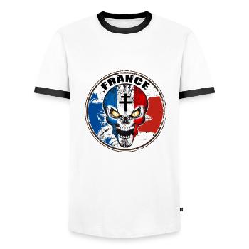 Skull croix de Lorraine - T-shirt contrasté Homme - blanc/noir - Devant - AI Model Female 172 light (172cm) & AI Model Male 178 dark (178cm)