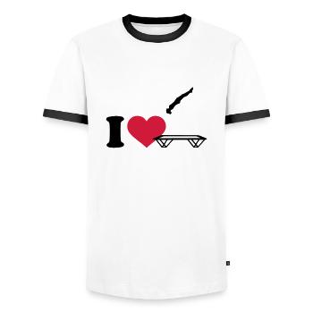 Trampolin - Männer Kontrast-T-Shirt - Weiß/Schwarz - Vorne - AI Model Female 172 light (172cm) & AI Model Male 178 dark (178cm)