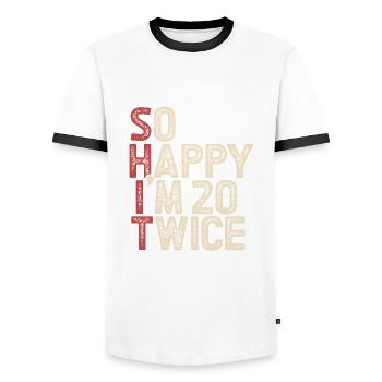 40 Geburtstag 40 Jahre Geburtstagsspruch lustig - Männer Kontrast-T-Shirt - Weiß/Schwarz - Vorne - AI Model Female 172 light (172cm) & AI Model Male 178 dark (178cm)