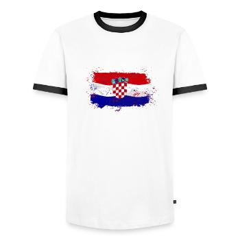 Croatia Flag - Männer Kontrast-T-Shirt - Weiß/Schwarz - Vorne - AI Model Female 172 light (172cm) & AI Model Male 178 dark (178cm)