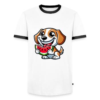 Beagle Wassermelone süßer Hund mit Melone Sommer - Männer Kontrast-T-Shirt - Weiß/Schwarz - Vorne - AI Model Female 172 light (172cm) & AI Model Male 178 dark (178cm)