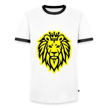 Lion Crown Logo - Men's Ringer Shirt - white/black - Front - AI Model Female 172 light (172cm) & AI Model Male 178 dark (178cm)