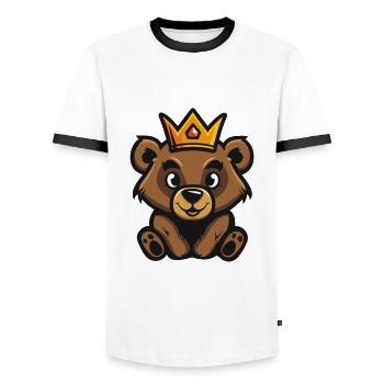 Couronne de bande dessinée d’ours - T-shirt contrasté Homme - blanc/noir - Devant - AI Model Female 172 light (172cm) & AI Model Male 178 dark (178cm)