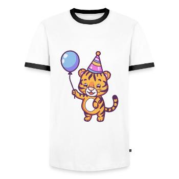 Tiger Geburtstag Baby - Männer Kontrast-T-Shirt - Weiß/Schwarz - Vorne - AI Model Female 172 light (172cm) & AI Model Male 178 dark (178cm)