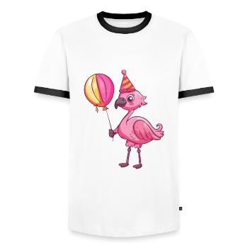 Flamingo Birthday Baby - Men's Ringer Shirt - white/black - Front - AI Model Female 172 light (172cm) & AI Model Male 178 dark (178cm)