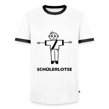 Schülerlotse - V2 - T-shirt contrasté Homme - blanc/noir - Devant - AI Model Female 172 light (172cm) & AI Model Male 178 dark (178cm)