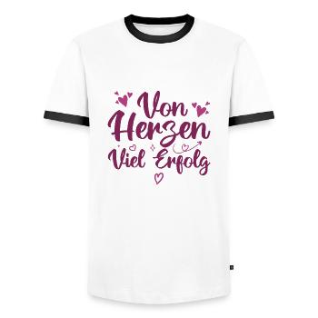 Von Herzen Viel Erfolg - Motivation Ziele - T-shirt contrasté Homme - blanc/noir - Devant - AI Model Female 172 light (172cm) & AI Model Male 178 dark (178cm)