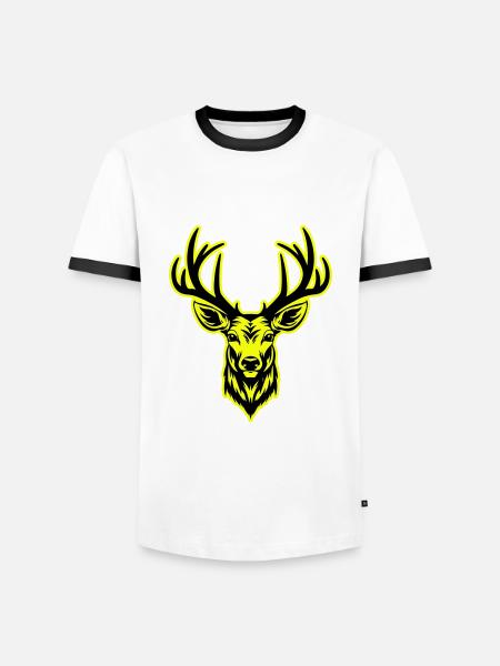 Deer Head Portrait Icon - Men's Ringer Shirt - white/black