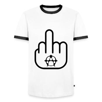 Anarchy - Rock - Punk - Men's Ringer Shirt - white/black - Front - AI Model Female 172 light (172cm) & AI Model Male 178 dark (178cm)