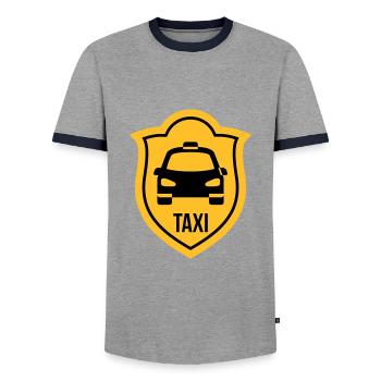 Taxi - Men's Ringer Shirt - grey/navy  - Front - AI Model Female 172 light (172cm) & AI Model Male 178 light (178cm)