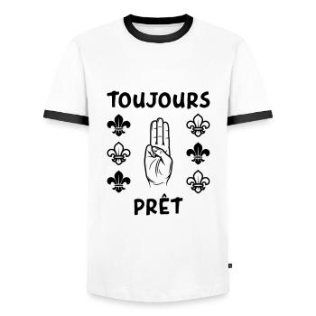 Scout Toujours Prêt ! - T-shirt contrasté Homme - blanc/noir - Devant - AI Model Female 172 light (172cm) & AI Model Male 178 dark (178cm)