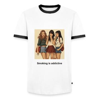 Rauchen - Männer Kontrast-T-Shirt - Weiß/Schwarz - Vorne - AI Model Female 172 light (172cm) & AI Model Male 178 dark (178cm)