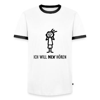 Strichmännchen NIX hören - Männer Kontrast-T-Shirt - Weiß/Schwarz - Vorne - AI Model Female 172 light (172cm) & AI Model Male 178 dark (178cm)