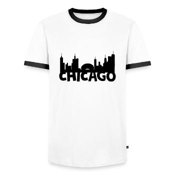 Chicago skyline - Men's Ringer Shirt - white/black - Front - AI Model Female 172 light (172cm) & AI Model Male 178 dark (178cm)