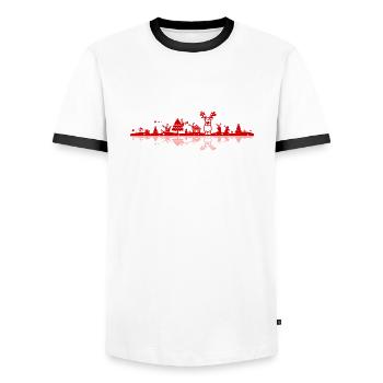 Weihnachten - Landschaft Elch - Männer Kontrast-T-Shirt - Weiß/Schwarz - Vorne - AI Model Female 172 light (172cm) & AI Model Male 178 dark (178cm)