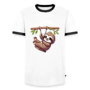 Drôle paresseux balançoire aire de jeux dessin animé Spa - T-shirt contrasté Homme - blanc/noir - Devant - AI Model Female 172 light (172cm) & AI Model Male 178 dark (178cm)