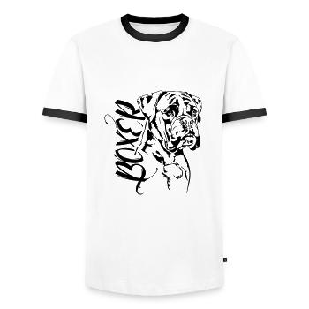 Portrait de chien BOXER allemand Wilsigns dog dogs - T-shirt contrasté Homme - blanc/noir - Devant - AI Model Female 172 light (172cm) & AI Model Male 178 dark (178cm)