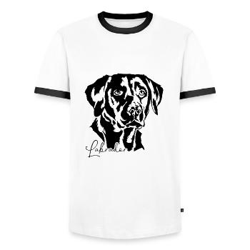 LABRADOR RETRIEVER Dogs Dog Labbi Wilsigns - Men's Ringer Shirt - white/black - Front - AI Model Female 172 light (172cm) & AI Model Male 178 dark (178cm)