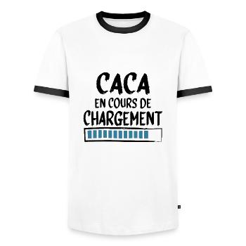 Caca Boudin Bébé Homme Femme Cadeau Humour - T-shirt contrasté Homme - blanc/noir - Devant - AI Model Female 172 light (172cm) & AI Model Male 178 dark (178cm)