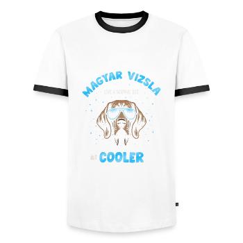 Magyar Vizsla - comme un chien normal mais turquoise plus frais - T-shirt contrasté Homme - blanc/noir - Devant - AI Model Female 172 light (172cm) & AI Model Male 178 dark (178cm)