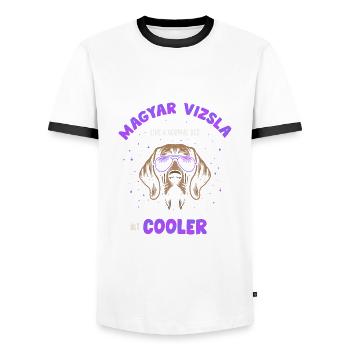 Magyar Vizsla - comme un chien normal mais plus cool lila - T-shirt contrasté Homme - blanc/noir - Devant - AI Model Female 172 light (172cm) & AI Model Male 178 dark (178cm)