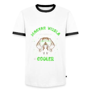 Magyar Vizsla - comme un chien normal mais vert plus frais - T-shirt contrasté Homme - blanc/noir - Devant - AI Model Female 172 light (172cm) & AI Model Male 178 dark (178cm)